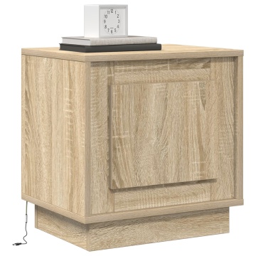 Noptieră cu lumini LED 2 buc Sonoma Stejar 44x34,5x45 cm - Img 3