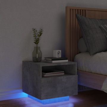Noptieră cu lumini LED, gri beton, 40x39x37 cm - Img 1