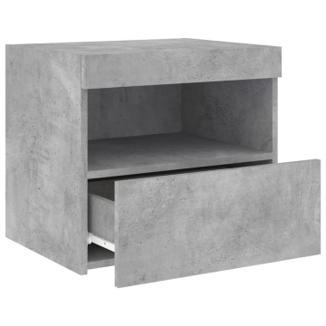 Noptieră cu lumini LED, gri beton, 50x40x45 cm - Img 6