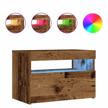 Noptiera cu lumini LED Lemn vechi 60x35x40 cm Lemn prelucrat - Img 2