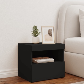 Noptieră cu lumini LED, negru, 50x40x45 cm - Img 3