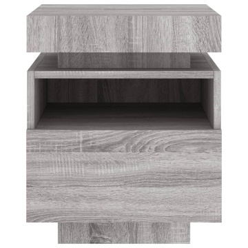 Noptieră cu lumini LED, sonoma gri, 40x39x48,5 cm - Img 6