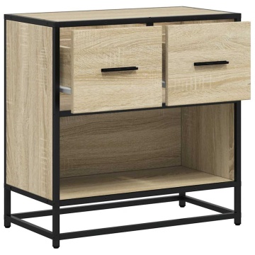 Noptiera din stejar Sonoma 60x31x60 cm lemn prelucrat si metal - Img 7
