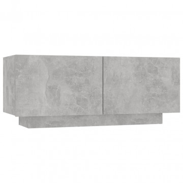Noptieră, gri beton, 100x35x40 cm, lemn prelucrat - Img 2