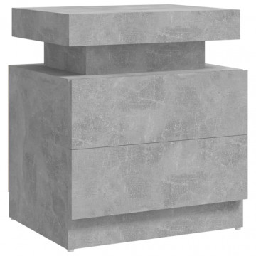 Noptieră, gri beton, 45x35x52 cm, lemn prelucrat - Img 2