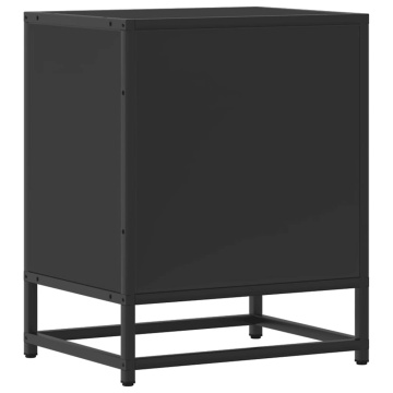 Noptiera neagra 40x31x50 cm lemn prelucrat si metal - Img 7