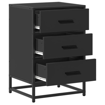 Noptiera neagra 40x34,5x60 cm lemn prelucrat si metal - Img 7
