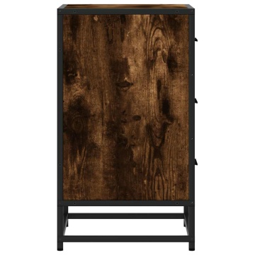 Noptiera stejar afumat 40x34,5x60 cm lemn prelucrat si metal - Img 5