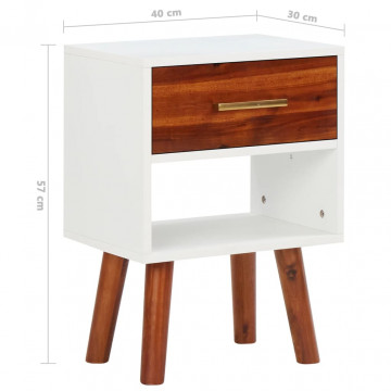 Noptiere, 2 buc., 40x30x57 cm, lemn masiv de acacia - Img 6