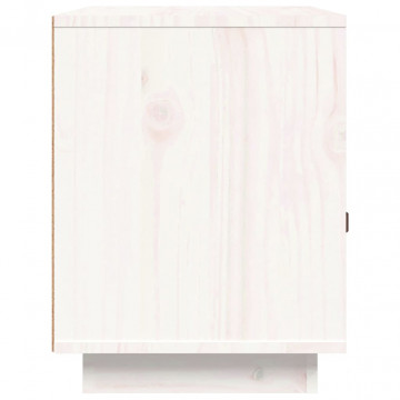 Noptiere, 2 buc, alb, 40x34x45 cm, lemn masiv de pin - Img 7