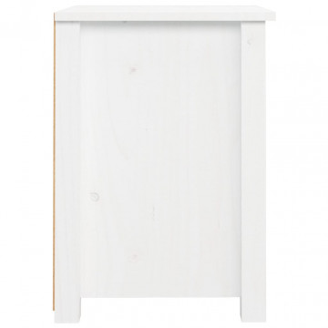 Noptiere, 2 buc., alb, 40x35x49 cm, lemn masiv de pin - Img 7