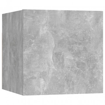 Noptiere, 2 buc., gri beton, 30,5x30x30 cm, lemn prelucrat - Img 8