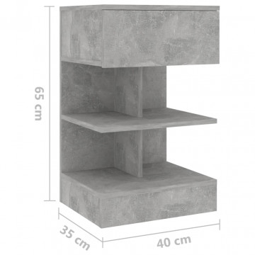 Noptiere, 2 buc., gri beton, 40x35x65 cm - Img 6