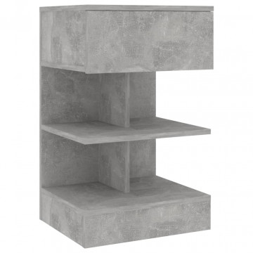 Noptiere, 2 buc., gri beton, 40x35x65 cm - Img 7