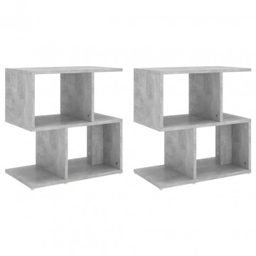 Noptiere, 2 buc., gri beton, 50x30x51,5 cm, PAL - Img 2