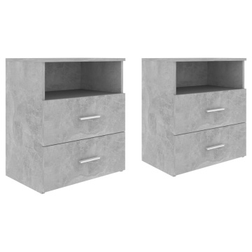Noptiere, 2 buc, gri beton, 50x32x60 cm - Img 2
