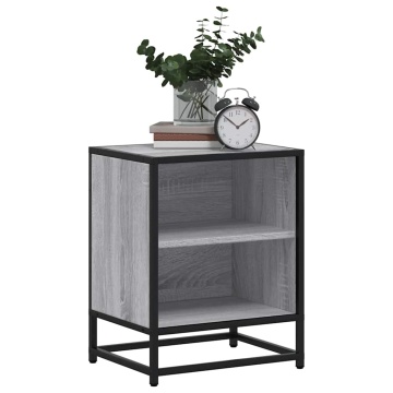 Noptiere 2 buc Gri Sonoma 40x31x50 cm lemn prelucrat și metal - Img 4