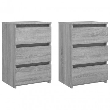 Noptiere, 2 buc., gri sonoma, 40x35x62,5 cm, lemn prelucrat - Img 2