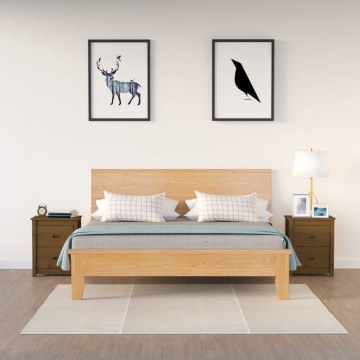 Noptiere, 2 buc, maro miere, 50x35x61,5 cm, lemn masiv de pin - Img 1