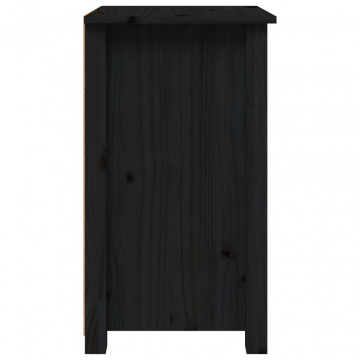 Noptiere, 2 buc., negru, 40x35x61,5 cm, lemn masiv de pin - Img 5