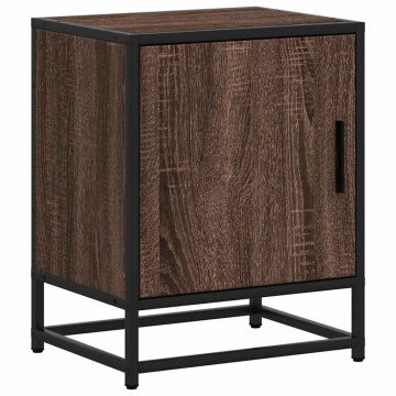 Noptiere 2 buc Stejar maro 40x31x50 cm Lemn prelucrat și metal - Img 5