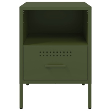 Noptiere 2 buc. verde măslină 36x39x50,5cm oțel laminat la rece - Img 5