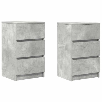 Noptiere cu 3 sertare 2 buc Beton Gri 39x35x65 cm - Img 2