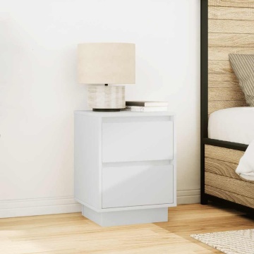 Noptiere cu lumini LED 2 buc Alb 38x34x50 cm - Img 4