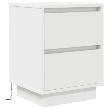 Noptiere cu lumini LED 2 buc Alb 38x34x50 cm - Img 6