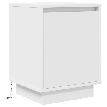 Noptiere cu lumini LED 2 buc Alb 38x34x50 cm - Img 6