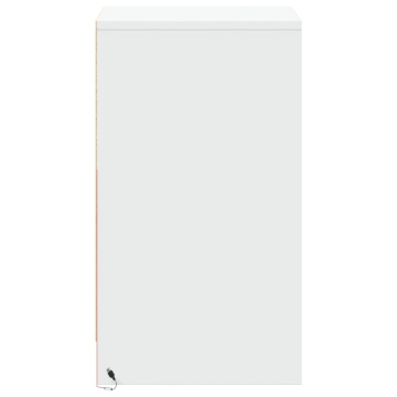 Noptiere cu lumini LED, 2 buc., alb, lemn prelucrat - Img 6