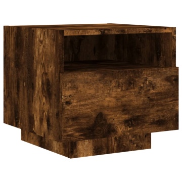 Noptiere cu lumini LED, 2 buc., stejar fumuriu, 40x39x37 cm - Img 6