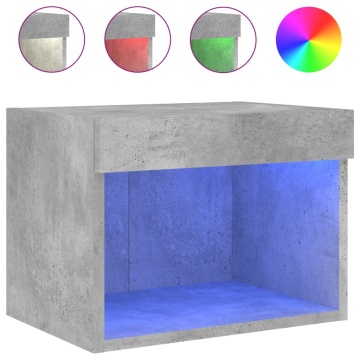 Noptiere cu lumini LED montate pe perete, 2 buc., gri beton - Img 6