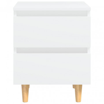 Noptiere cu picioare lemn masiv pin, 2 buc., alb, 40x35x50 cm - Img 8