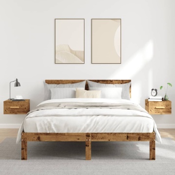 Noptiere de perete, 2 buc., lemn vechi, 35x35x20 cm - Img 3