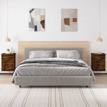 Noptiere pe perete, 2 buc., stejar afumat, 41,5x36x53 cm - Img 3
