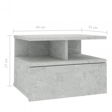 Noptiere suspendate, 2 buc., gri beton, 40x31x27 cm, PAL - Img 6