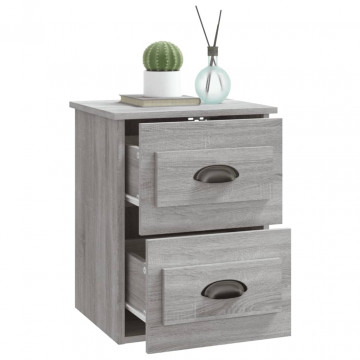 Noptiere suspendate pe perete, 2 buc., gri sonoma, 41,5x36x53cm - Img 5