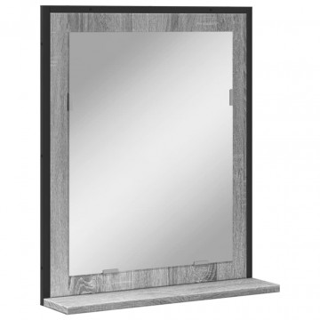 Oglindă baie cu raft gri sonoma 50x12x60 cm lemn prelucrat - Img 2
