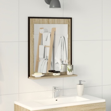 Oglindă baie cu raft stejar sonoma 50x12x60 cm lemn prelucrat - Img 1