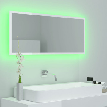 Oglindă de baie cu LED, alb extralucios, 100x8,5x37 cm, PAL - Img 4