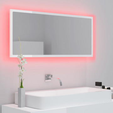 Oglindă de baie cu LED, alb extralucios, 100x8,5x37 cm, PAL - Img 8