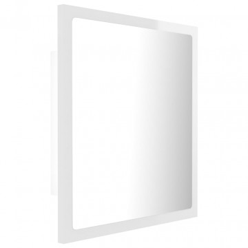 Oglindă de baie cu LED, alb extralucios, 40x8,5x37 cm - Img 7