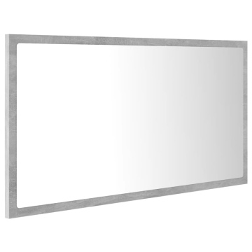 Oglindă de baie cu LED, gri beton, 80x8,5x37 cm, acril - Img 5