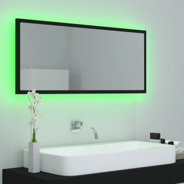 Oglindă de baie cu LED, negru, 100x8,5x37 cm, acril - Img 4