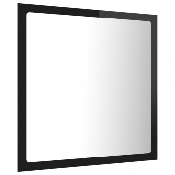 Oglindă de baie cu LED, negru extralucios, 40x8,5x37 cm - Img 6