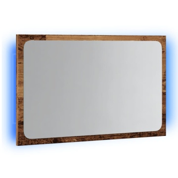 Oglindă de baie cu lumină LED, lemn vechi, 60x8,5x38 cm - Img 3