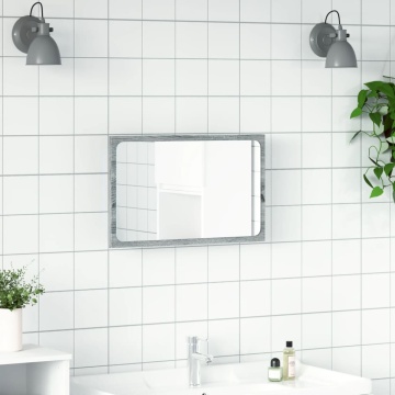Oglindă de baie LED, gri sonoma, 60x8,5x38 cm lemn prelucrat - Img 4