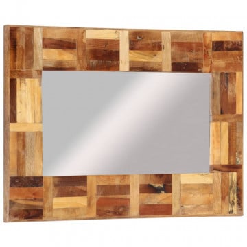 Oglindă de perete, 50x80 cm, lemn masiv reciclat - Img 3