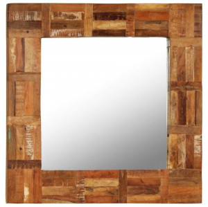 Oglindă de perete, 60 x 60 cm, lemn masiv reciclat - Img 1
